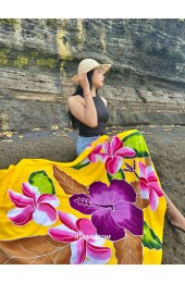 Hand Painted Floral Sarong in Yellow color